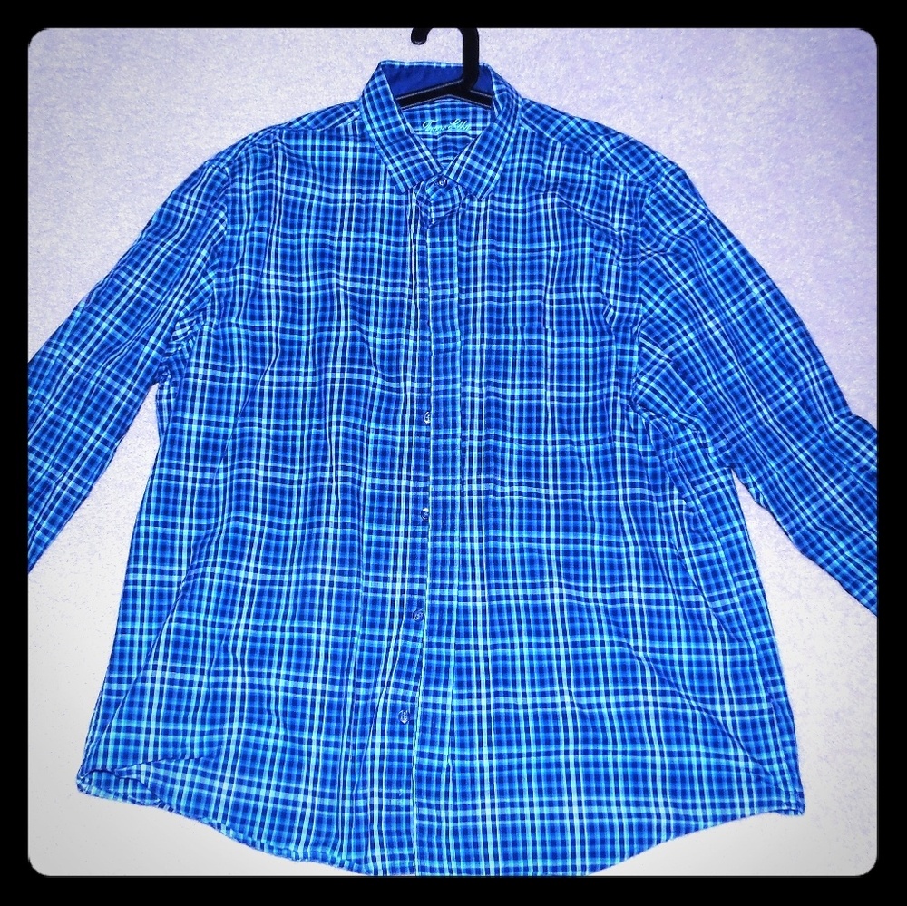 Tasso Elba Blue and Aqua Long Sleeve Button Down
